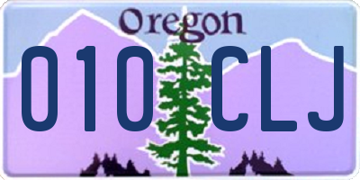 OR license plate 010CLJ