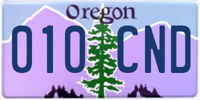 OR license plate 010CND