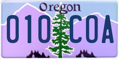 OR license plate 010COA