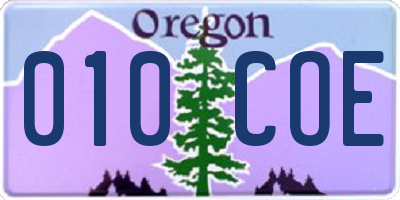 OR license plate 010COE