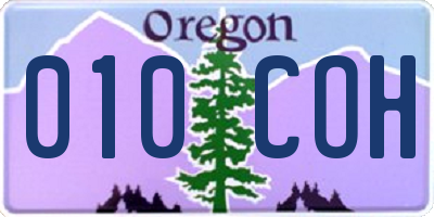 OR license plate 010COH
