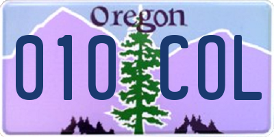 OR license plate 010COL