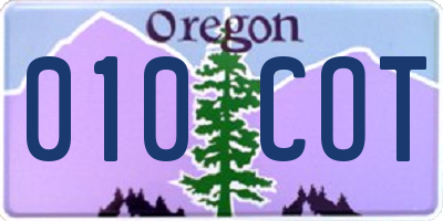 OR license plate 010COT