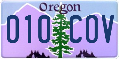 OR license plate 010COV