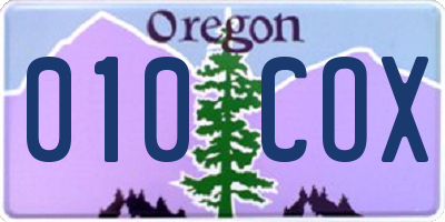 OR license plate 010COX