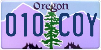 OR license plate 010COY
