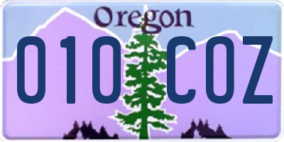 OR license plate 010COZ