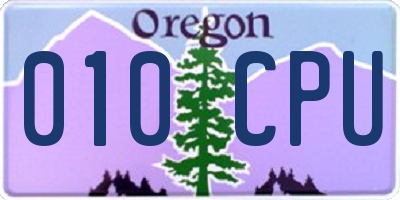 OR license plate 010CPU