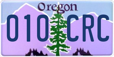 OR license plate 010CRC