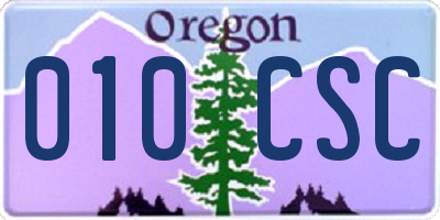 OR license plate 010CSC
