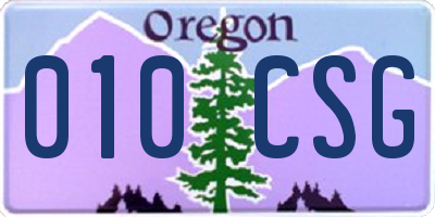 OR license plate 010CSG