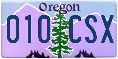 OR license plate 010CSX