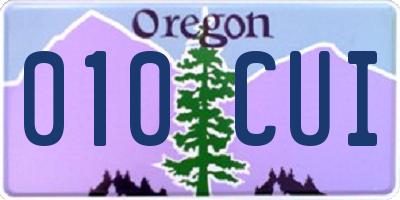 OR license plate 010CUI