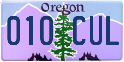 OR license plate 010CUL