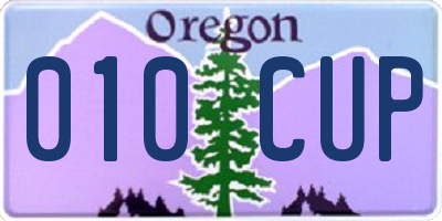 OR license plate 010CUP