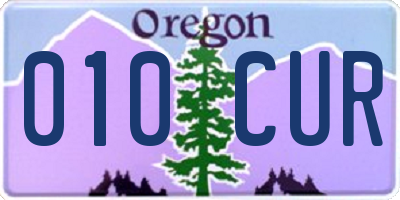 OR license plate 010CUR