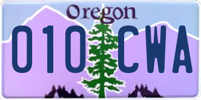 OR license plate 010CWA