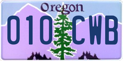OR license plate 010CWB