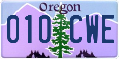 OR license plate 010CWE