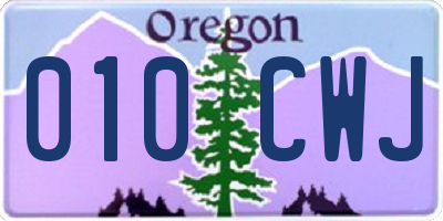 OR license plate 010CWJ