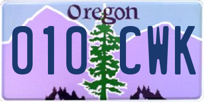 OR license plate 010CWK