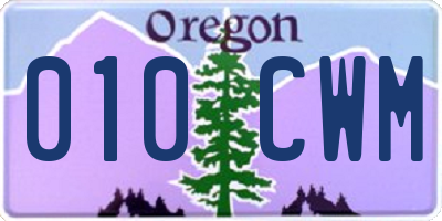 OR license plate 010CWM