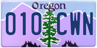 OR license plate 010CWN