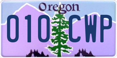 OR license plate 010CWP