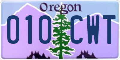 OR license plate 010CWT