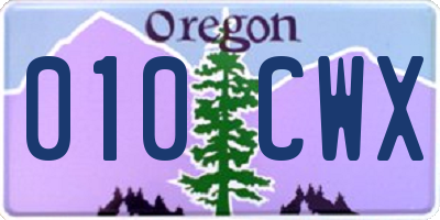 OR license plate 010CWX
