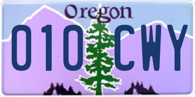 OR license plate 010CWY