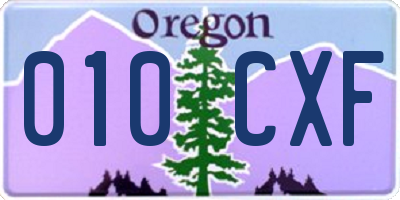 OR license plate 010CXF