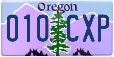 OR license plate 010CXP