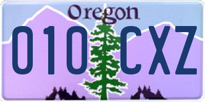 OR license plate 010CXZ