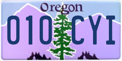 OR license plate 010CYI