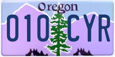 OR license plate 010CYR