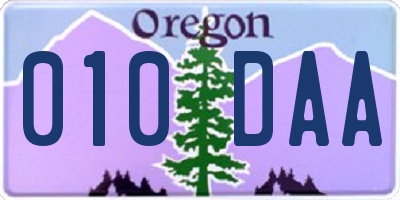 OR license plate 010DAA