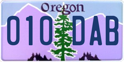 OR license plate 010DAB