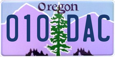 OR license plate 010DAC
