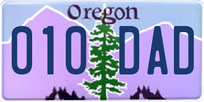 OR license plate 010DAD