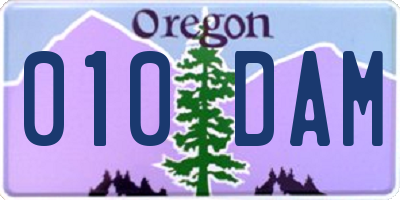 OR license plate 010DAM