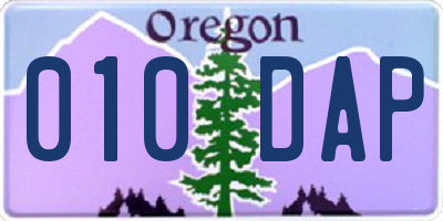 OR license plate 010DAP