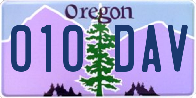 OR license plate 010DAV