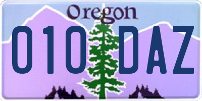 OR license plate 010DAZ