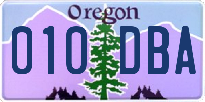 OR license plate 010DBA