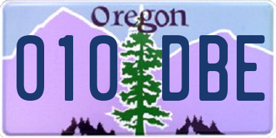 OR license plate 010DBE