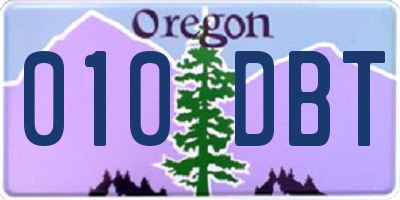 OR license plate 010DBT