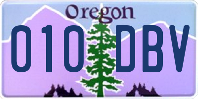OR license plate 010DBV