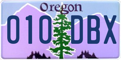 OR license plate 010DBX