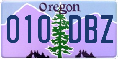 OR license plate 010DBZ
